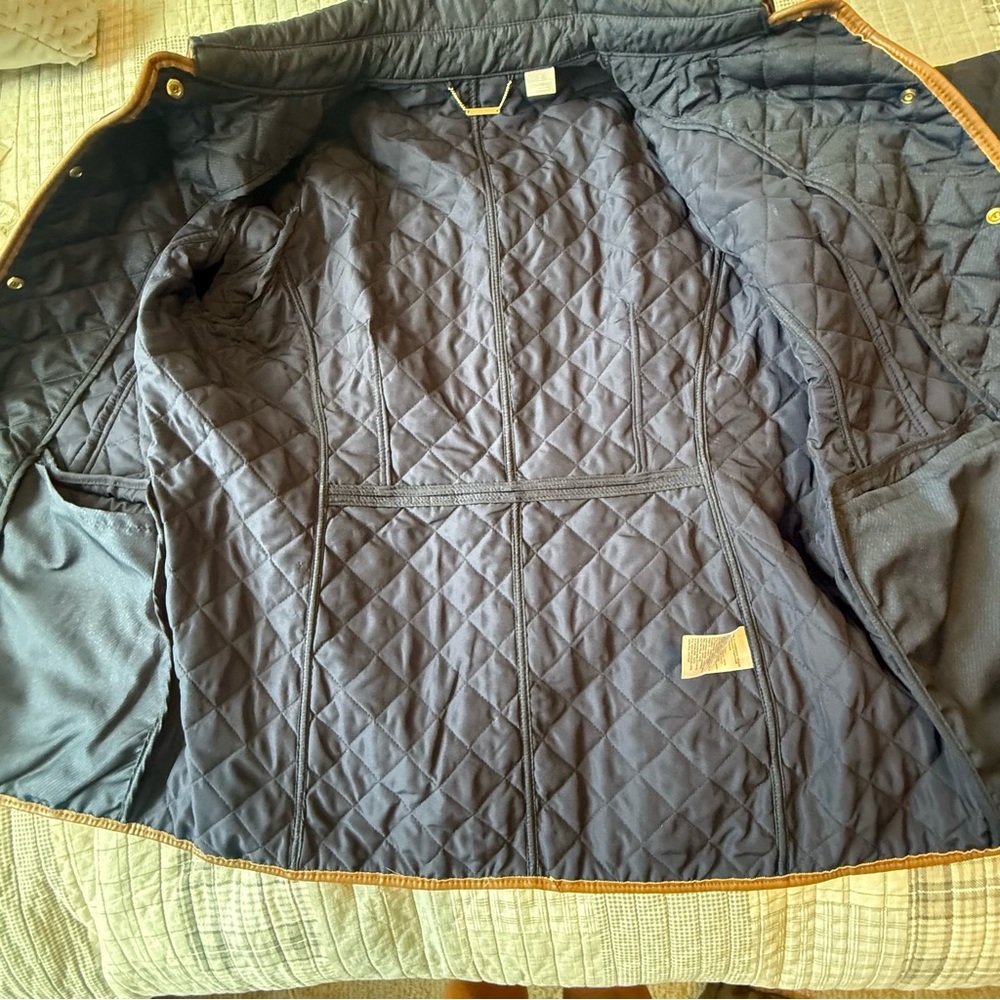 Chico's Blue and Tan Puffer Jacket with Quilted Design Size 2 - Picture 13 of 16
